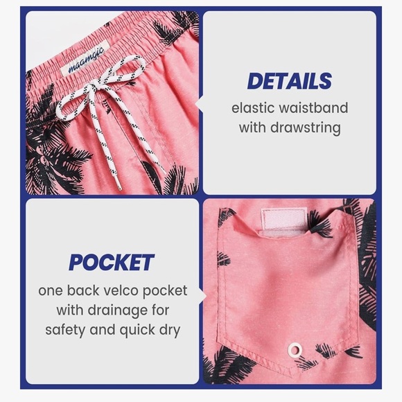 Brand New Quick Dry Tropical Palm Print Men's Swim Trunks Size Large - Picture 2 of 4